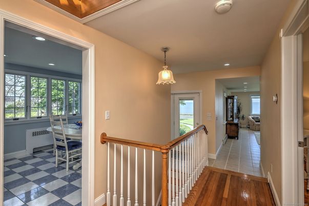 Dining room, Interior, Pendant Lights, Recessed Lighting, Wood Texture Flooring