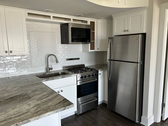Interior, Kitchen, Stainless Steel Appliances, Wood Texture Flooring
