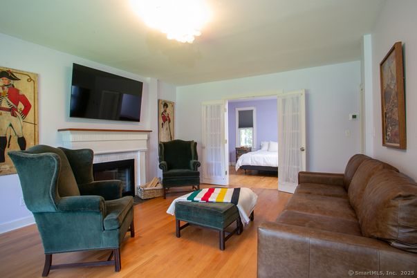 Bedroom, Fireplace, Interior, Living room, Wood Texture Flooring
