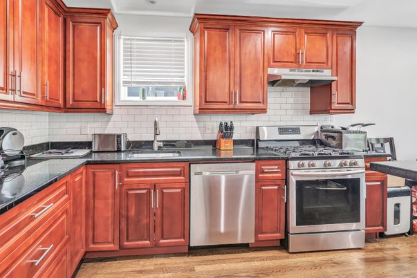 Interior, Kitchen, Stainless Steel Appliances, Wood Texture Flooring