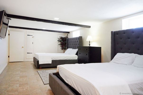 Bedroom, Interior, Recessed Lighting, Wooden Beams
