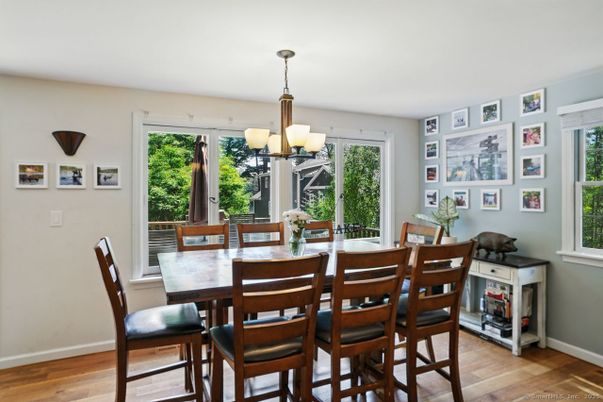 Chandelier, Dining room, Interior, Wood Texture Flooring