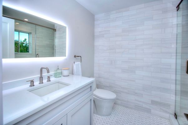 Bathroom, Glass Shower, Interior, Recessed Lighting
