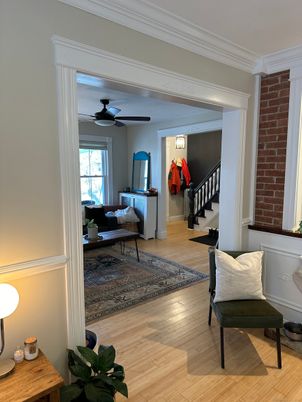 Interior, Stone Walls, Wood Texture Flooring