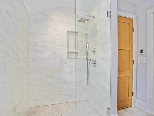 Bathroom, Glass Shower, Interior, Marble Walls
