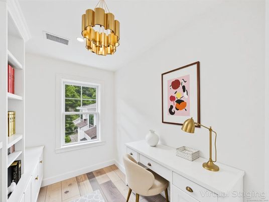 Chandelier, Home Office, Interior, Wood Texture Flooring