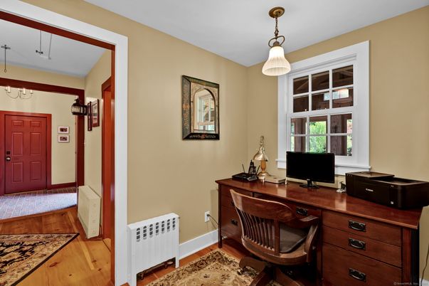 Home Office, Interior, Pendant Lights, Wood Texture Flooring