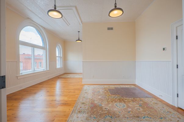 Empty room, Interior, Pendant Lights, Wood Texture Flooring