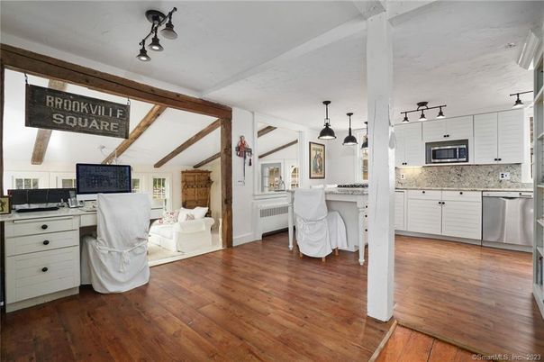 Interior, Kitchen, Pendant Lights, Stainless Steel Appliances, Wood Texture Flooring