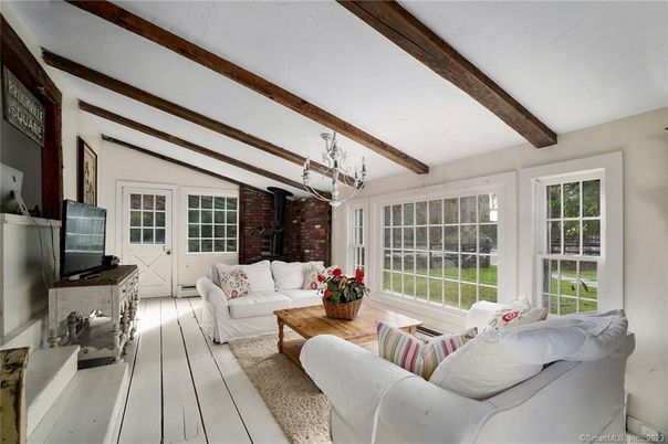 Interior, Living room, Stone Walls, Wooden Beams, Wood Texture Flooring