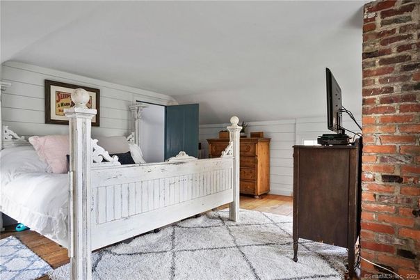 Bedroom, Interior, Stone Walls, Wood Texture Flooring