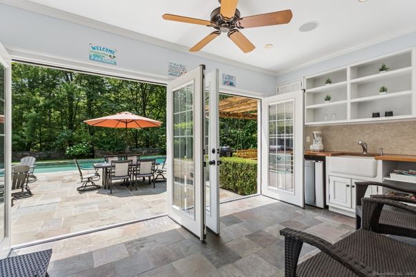 Dining room, Interior, Pool, Recessed Lighting, Sun Room