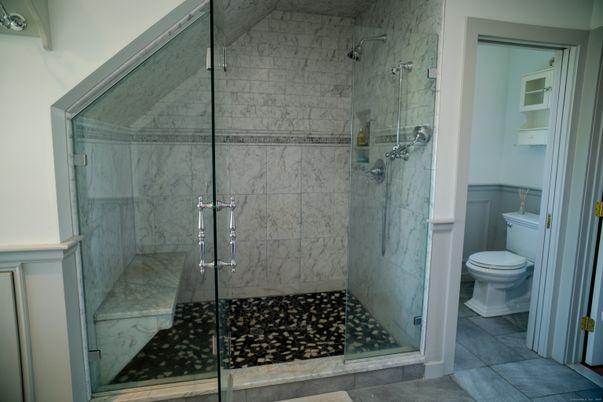 Bathroom, Glass Shower, Interior, Marble Walls