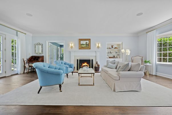 Dining room, Fireplace, Interior, Living room, Wood Texture Flooring