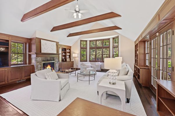 Fireplace, Interior, Living room, Wooden Beams, Wood Texture Flooring