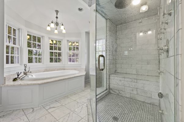 Bathroom, Glass Shower, Interior, Marble