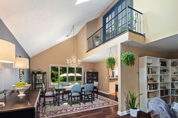 Chandelier, Dining room, Interior, Wood Texture Flooring