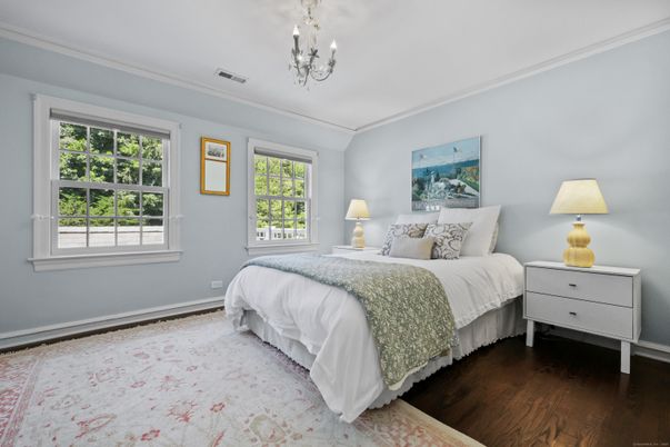 Bedroom, Chandelier, Interior, Wood Texture Flooring