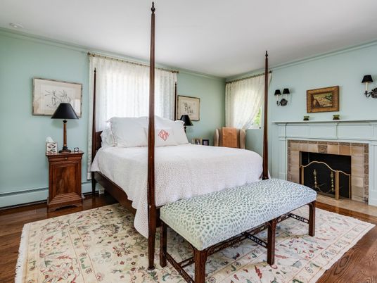 Bedroom, Fireplace, Interior, Wood Texture Flooring