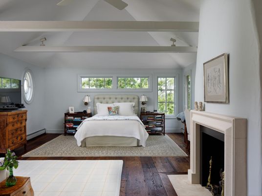 Bedroom, Fireplace, Interior, Wood Texture Flooring