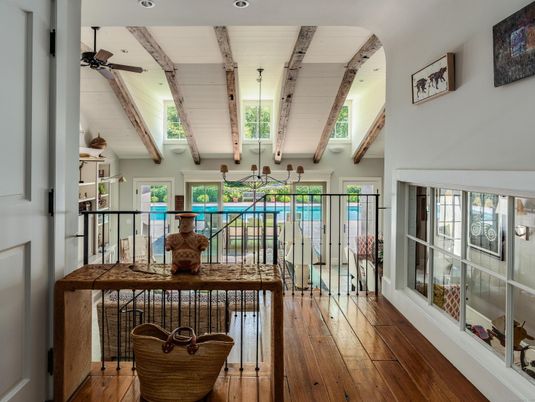 Interior, Recessed Lighting, Wooden Beams, Wood Texture Flooring