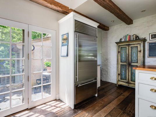 Interior, Kitchen, Recessed Lighting, Stainless Steel Appliances, Wooden Beams, Wood Texture Flooring