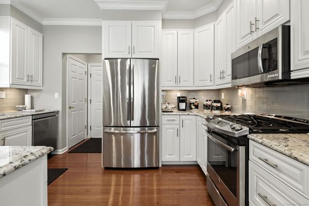 Interior, Kitchen, Stainless Steel Appliances, Wood Texture Flooring
