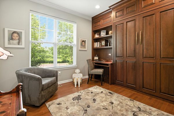 Home Office, Interior, Recessed Lighting, Wood Texture Flooring