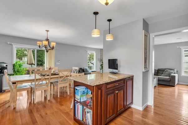 Chandelier, Dining room, Interior, Pendant Lights, Wood Texture Flooring