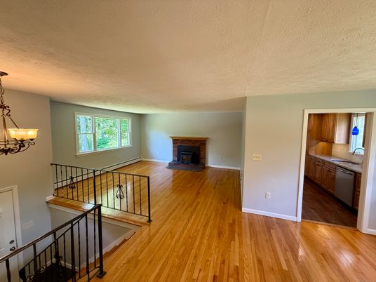 Chandelier, Fireplace, Interior, Wood Texture Flooring
