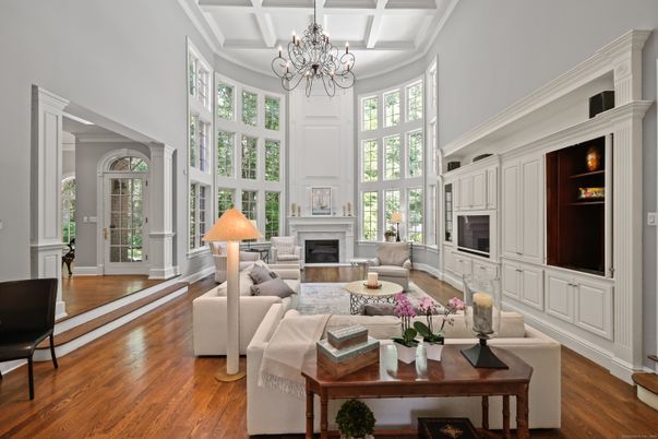 Chandelier, Fireplace, Interior, Living room, Wood Texture Flooring