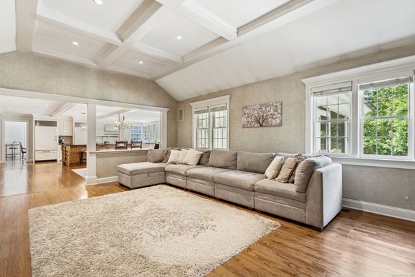 Interior, Living room, Recessed Lighting, Wood Texture Flooring