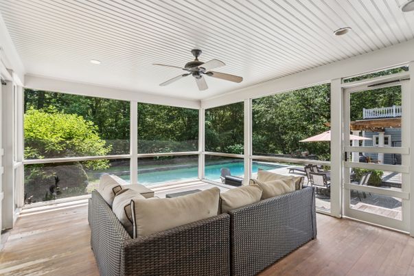 Interior, Pool, Recessed Lighting, Sun Room, Wood Texture Flooring