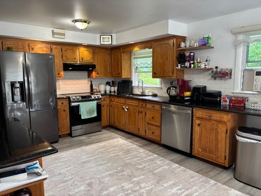 Interior, Kitchen, Stainless Steel Appliances, Wood Texture Flooring