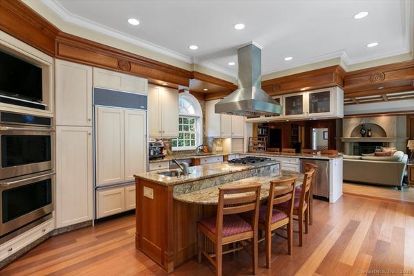 Interior, Kitchen, Living room, Recessed Lighting, Stainless Steel Appliances, Wood Texture Flooring