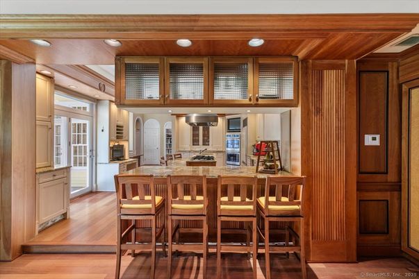 Interior, Kitchen, Recessed Lighting, Wooden Ceilings, Wood Texture Flooring