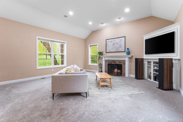 Fireplace, Interior, Living room, Recessed Lighting