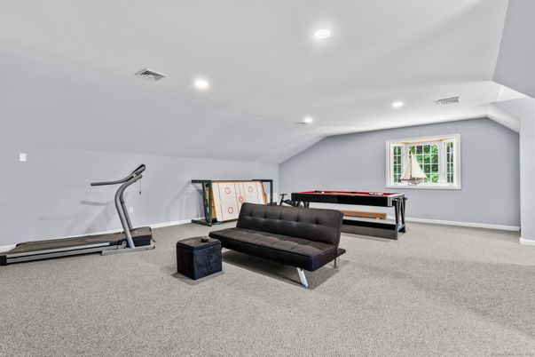 Billiard Table, Fitness Equipment, Game Room, Interior, Recessed Lighting