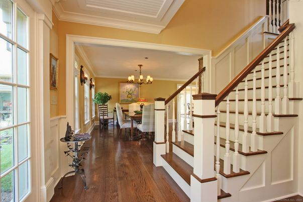 Chandelier, Dining room, Interior, Wood Texture Flooring
