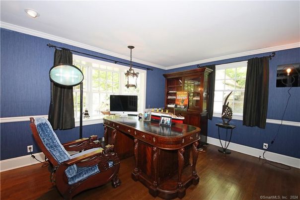 Home Office, Interior, Pendant Lights, Wood Texture Flooring