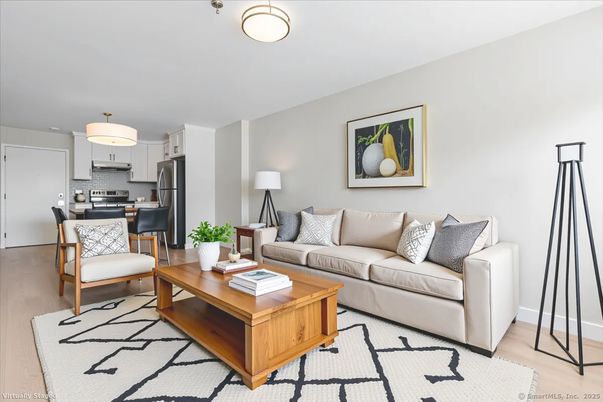 Interior, Kitchen, Living room, Stainless Steel Appliances, Wood Texture Flooring