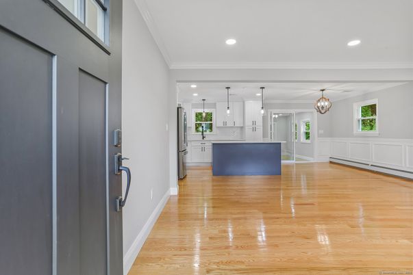 Interior, Kitchen, Pendant Lights, Recessed Lighting, Wood Texture Flooring