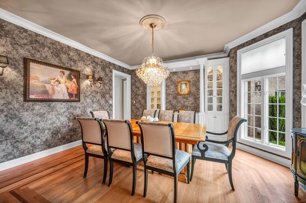 Chandelier, Dining room, Interior, Wood Texture Flooring