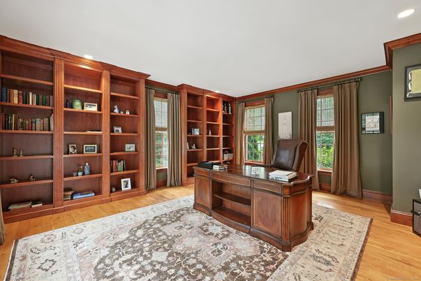 Home Office, Interior, Recessed Lighting, Wood Texture Flooring