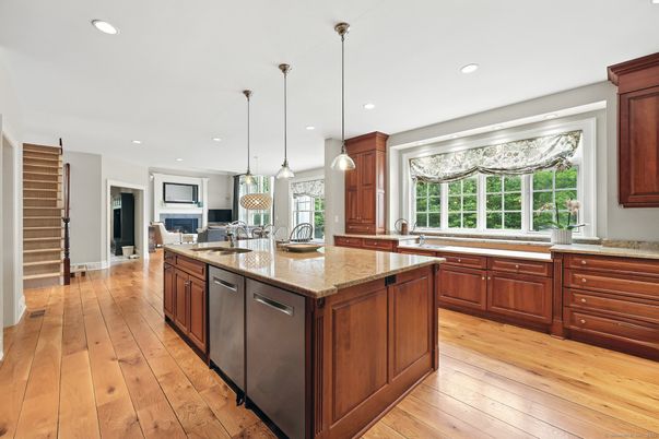 Interior, Kitchen, Pendant Lights, Recessed Lighting, Wood Texture Flooring