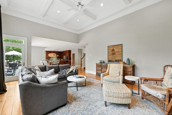 Dining room, Interior, Kitchen, Living room, Pendant Lights, Recessed Lighting, Stainless Steel Appliances, Wood Texture Flooring