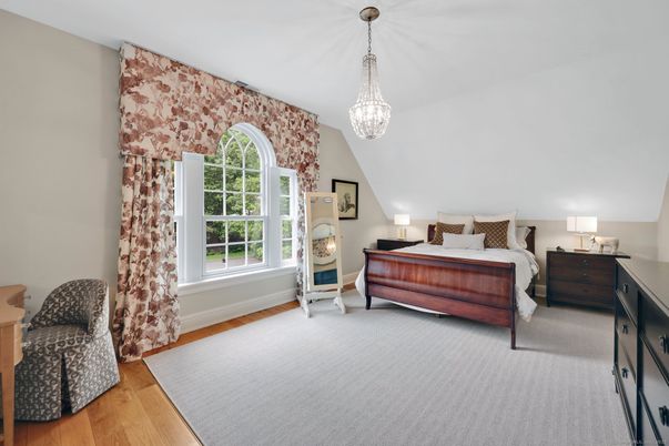 Bedroom, Chandelier, Interior, Wood Texture Flooring