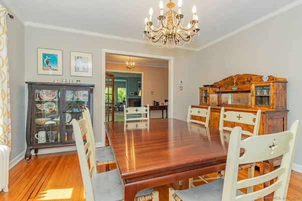 Chandelier, Dining room, Interior, Wood Texture Flooring
