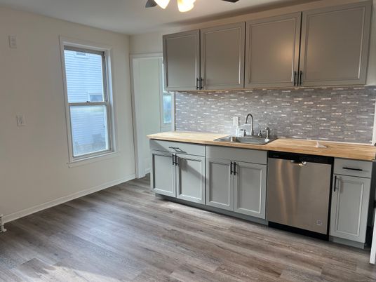 Interior, Kitchen, Stainless Steel Appliances, Wood Texture Flooring