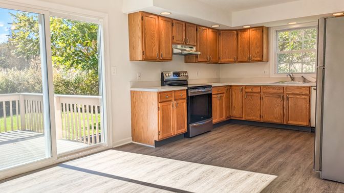 Interior, Kitchen, Recessed Lighting, Wood Texture Flooring